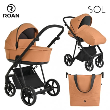 Детская коляска 2 в 1 Roan Sol Cinnamon/Black/руч.Черный