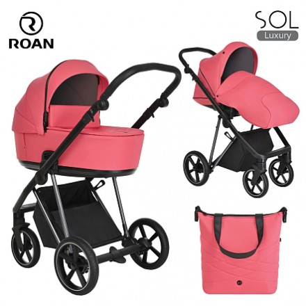 Детская коляска 2 в 1 Roan Sol Luxury Viva Magenta/Nikiel/руч.Черный