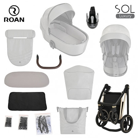 Детская коляска 2 в 1 Roan Sol Luxury Viva Magenta/Gold/руч.Черный