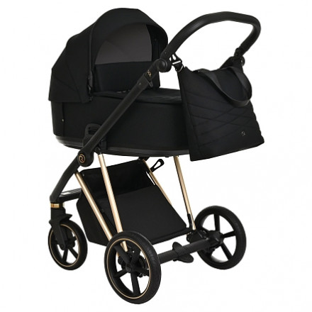 Детская коляска 2 в 1 Roan Sol Luxury True Black/Gold/руч.Черный