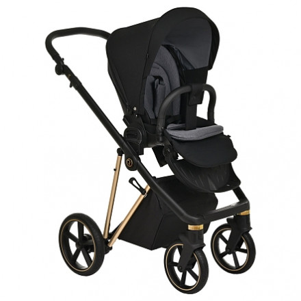 Детская коляска 2 в 1 Roan Sol Luxury True Black/Gold/руч.Черный