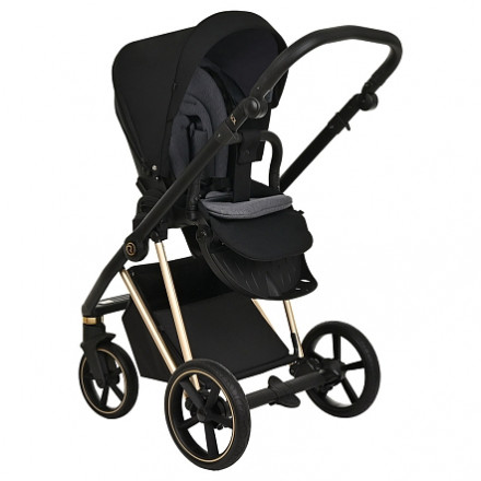 Детская коляска 2 в 1 Roan Sol Luxury True Black/Gold/руч.Черный