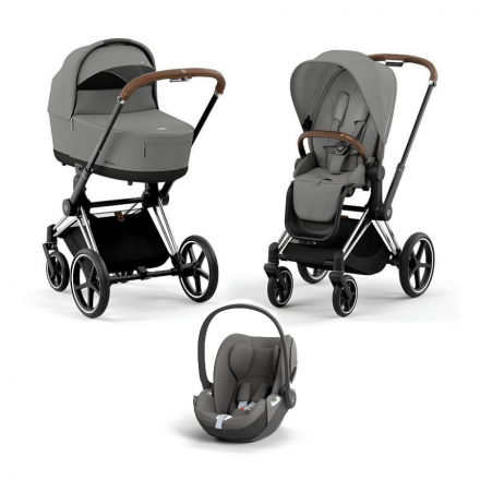 Детская коляска 3 в 1 Cybex Priam IV Mirage Grey / Chrome Brown