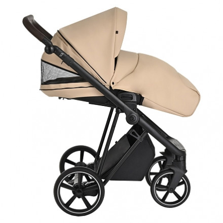 Детская коляска 2 в 1 Roan Sol Кожа Caramel/Black/руч.Тем.коричневый