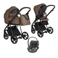 Детская коляска 3 в 1 Roan Sol Кожа Camel/Black/руч.Тем.коричневый
