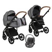 Детская коляска 3 в 1 Roan Bass Next Shiny Grey/Black/ руч.Коричневый