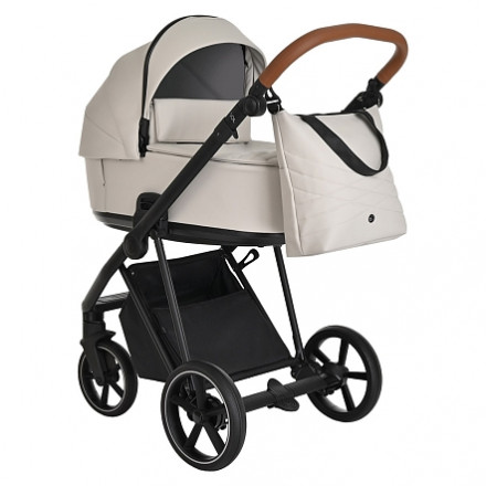 Детская коляска 3 в 1 Roan Sol Кожа Island Stone /Black/ руч.Коричневый