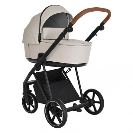 Детская коляска 3 в 1 Roan Sol Кожа Island Stone /Black/ руч.Коричневый
