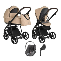 Детская коляска 4 в 1 Roan Sol Кожа Caramel/Black/руч.Тем.коричневый