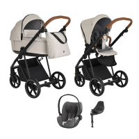 Детская коляска 4 в 1 Roan Sol Кожа Island Stone /Black/ руч.Коричневый