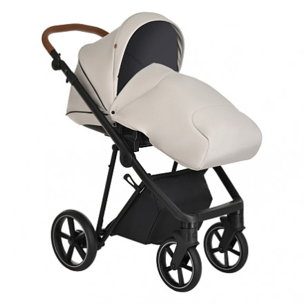 Детская коляска 4 в 1 Roan Sol Кожа Island Stone /Black/ руч.Коричневый