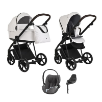 Детская коляска 4 в 1 Roan Sol Кожа White/Black/руч.Тем.коричневый 