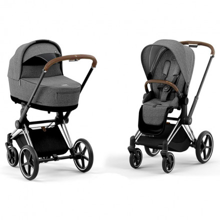 Детская коляска 2 в 1 Cybex Priam IV Manhattan Grey Plus / Chrome Brown