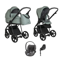 Детская коляска 4 в 1 Roan Sol Кожа Misti Mint/Grey/руч. Серый