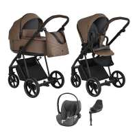 Детская коляска 4 в 1 Roan Sol Кожа Camel/Black/руч.Тем.коричневый