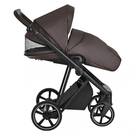Детская коляска 4 в 1 Roan Sol Кожа Chocolate/Black/руч.Тем.коричневый