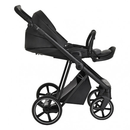 Детская коляска 4 в 1 Roan Sol Кожа Black /Black/руч.Черный