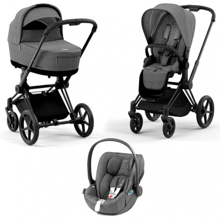 Детская коляска 3 в 1 Cybex Priam IV Manhattan Grey Plus / Matt Black