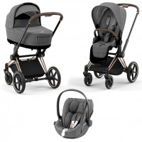 Детская коляска 3 в 1 Cybex Priam IV Manhattan Grey Plus / Rosegold