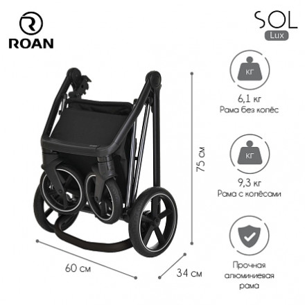 Детская коляска 3 в 1 Roan Sol Lux Cloud Grey/Nikiel/руч.Черный
