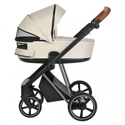 Детская коляска 3 в 1 Roan Sol Lux Pearl Shell/Nikiel/руч.Коричневый