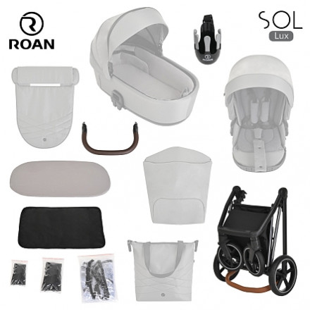 Детская коляска 3 в 1 Roan Sol Lux Pearl Shell/Nikiel/руч.Коричневый