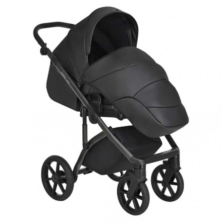 Детская коляска 2 в 1 Roan Bass Next Экокожа Black/Black/ руч.Черный