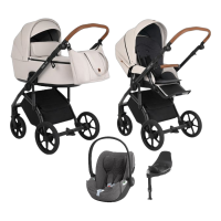 Детская коляска 4 в 1 Roan Bass Next Экокожа White/Black/ руч.Тем.коричневый