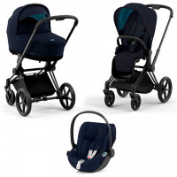 Детская коляска 3 в 1 Cybex Priam IV Midnight Blue Plus / Matt Black