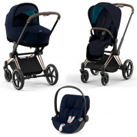 Детская коляска 3 в 1 Cybex Priam IV Midnight Blue Plus / Rosegold