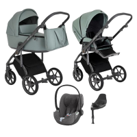 Детская коляска 4 в 1 Roan Bass Next Экокожа Misti Mint/Grey/ руч. Серый