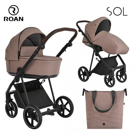 Детская коляска 4 в 1 Roan Sol Cocoa/Black/руч.Тем.Коричневый