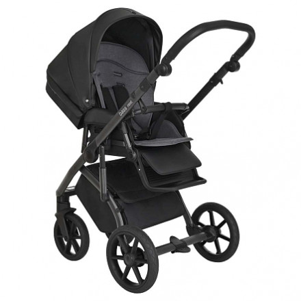 Детская коляска 2 в 1 Roan Bass Next Black/Black Экокожа