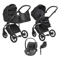 Детская коляска 4 в 1 Roan Bass Next Экокожа Black/Black/ руч.Черный