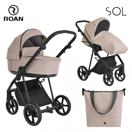 Детская коляска 4 в 1 Roan Sol Sesame/Black/руч.Черный