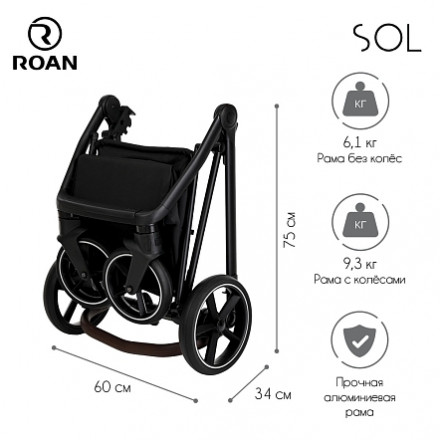 Детская коляска 4 в 1 Roan Sol Sesame/Black/руч.Черный