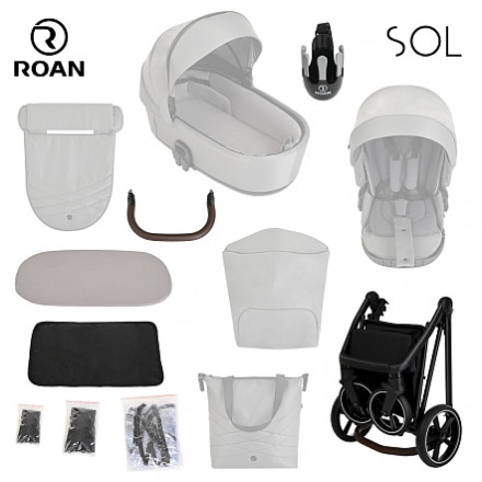 Детская коляска 4 в 1 Roan Sol Sesame/Black/руч.Черный