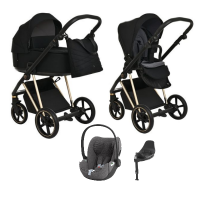 Детская коляска 4 в 1 Roan Sol Luxury True Black/Gold/руч.Черный