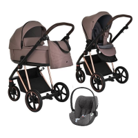 Детская коляска 3 в 1 Roan Sol Luxury Cocoa/Rose Gold/руч.Тем.Коричневый