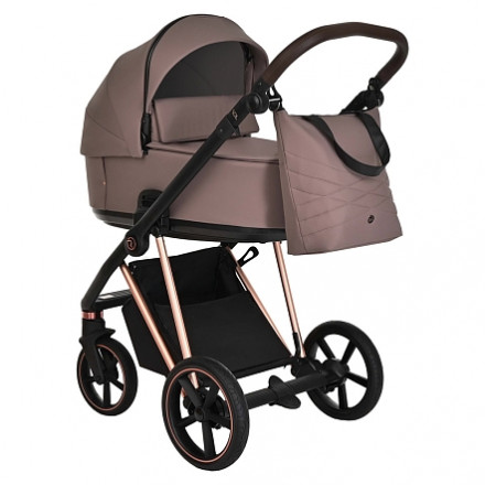 Детская коляска 3 в 1 Roan Sol Luxury Cocoa/Rose Gold/руч.Тем.Коричневый