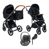 Детская коляска 4 в 1 Roan Bass Next Black/Black/ руч.Коричневый