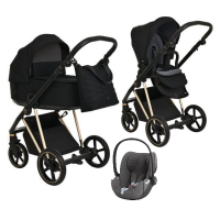 Детская коляска 3 в 1 Roan Sol Luxury True Black/Gold/руч.Черный